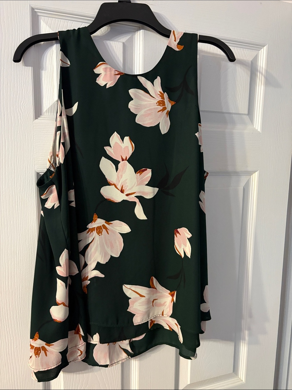 Ann Taylor Factory Dark Green Floral Sleeveless Tank Top